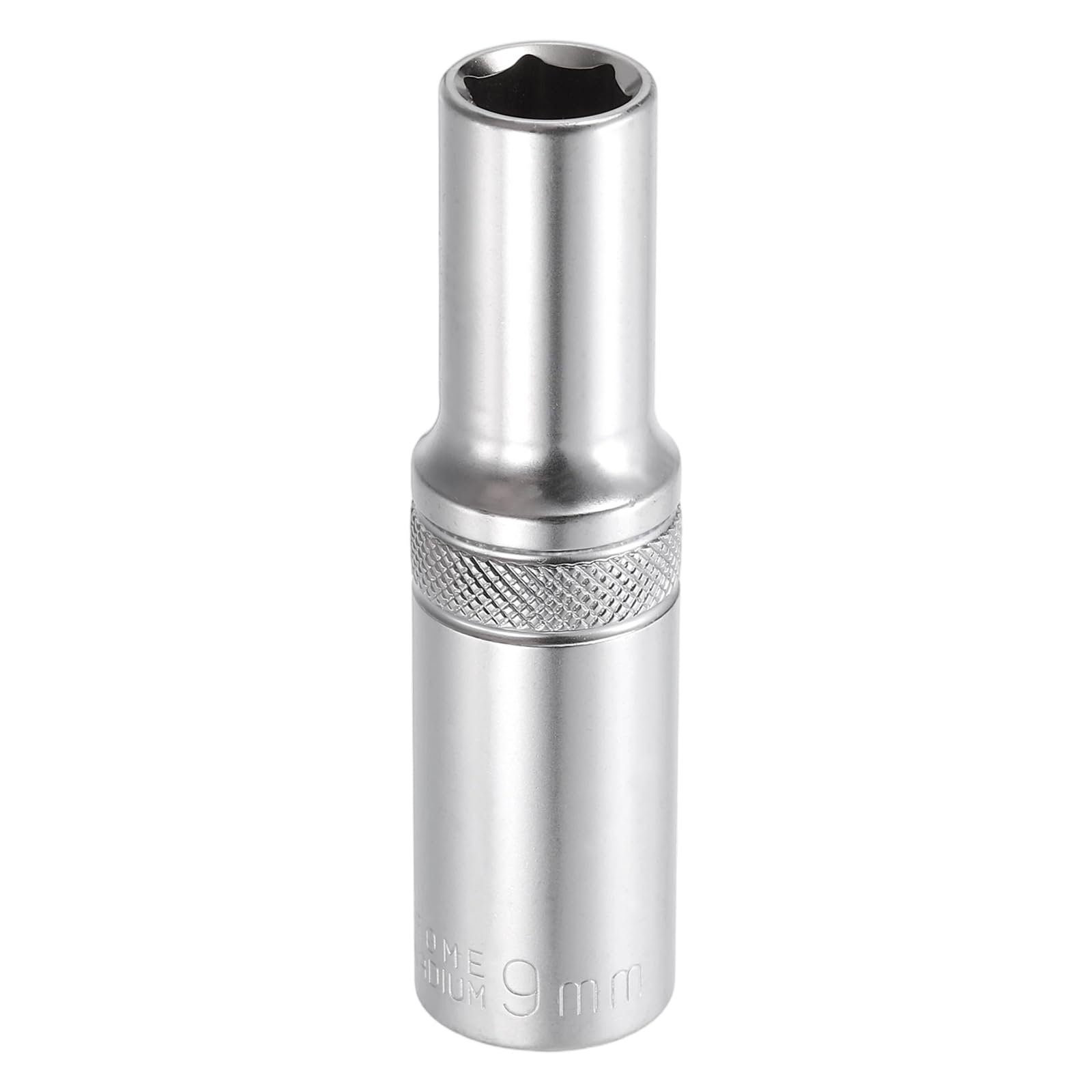 sourcing map 6 Points Deep Socket 3/8" Drive 9mm Deep Metric CR-V Steel Polished Nickel Plating Impact Sockets 64mm / 2.5" Long Flip Sleeve Tool for Home Auto Nuts Bolts Repair