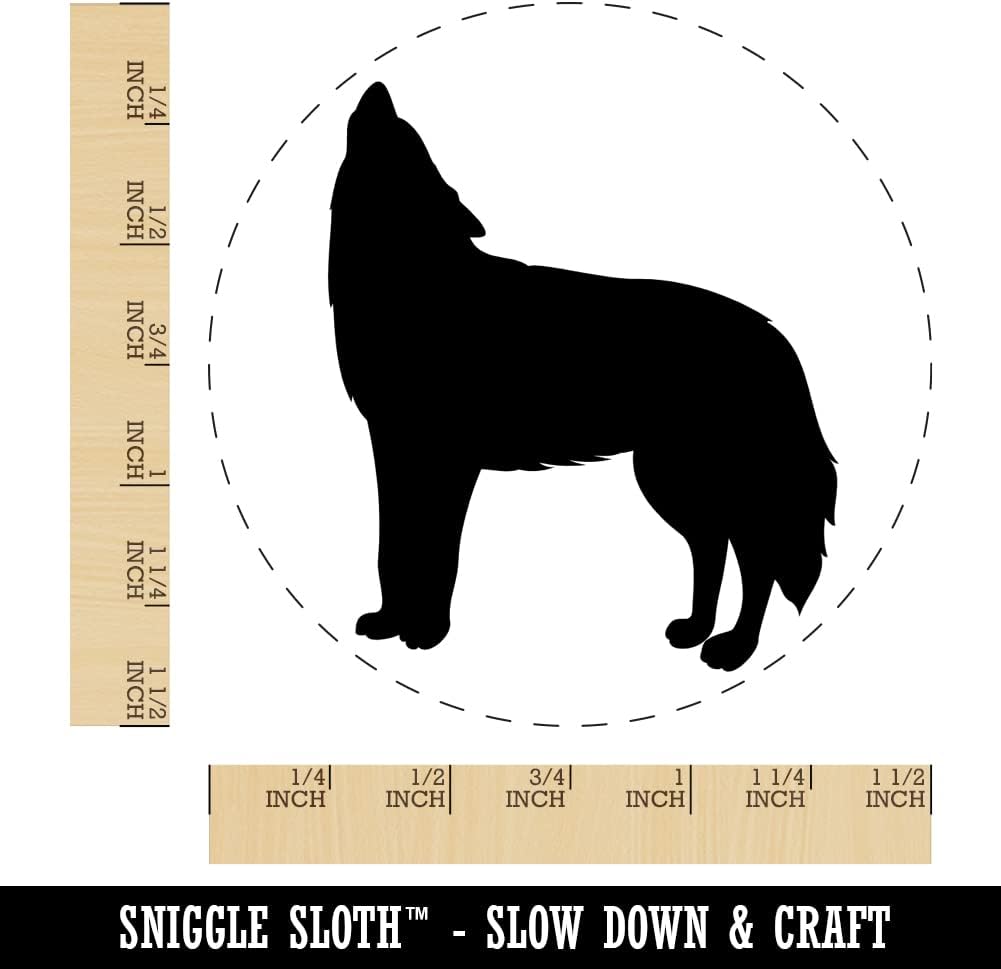 Howling Wolf Solid Self-Inking Rubber Stamp Ink Stamper for Stamping Crafting Planners - 1-1/2 Inch Large - Red Ink