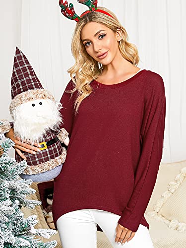 Image of ZANZEA Women's Off The Shoulder Batwing Tops Casual Loose Oversized Tshirts Long Sleeve Fall Pullover Sweater Tops