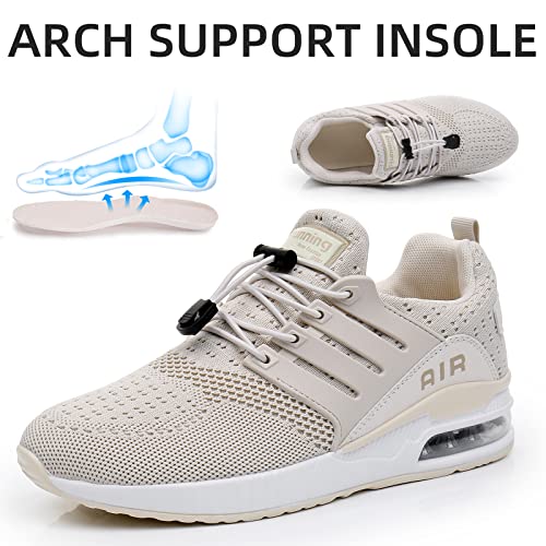 Bogover Women's Running Shoes Fashion Non Slip Air Cushion Sneakers Casual Workout Tennis Outdoor Footwear For Spring Summer Khaki 10.5 #TOP3
