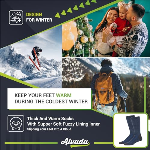 Image of Alvada Warm Thermal Wool Socks for Winter Moisture Wicking and Breathable Cozy Boot Socks
