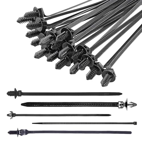 Attache de montage en nylon pour voiture – Attaches de câble de voiture | Attaches de fermeture éclair à pousser robustes | Attaches de câble résistantes aux UV | Clips de fils automobiles pour la