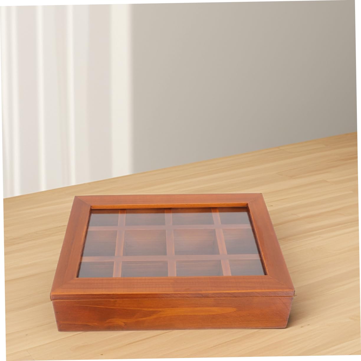 Boîte à Thé Compartimentée Bois Avec Couvercle Transparent Organiseur Léger Et Portable à Compartiments Rangement Pratique Pour Sachets De Thé Snacks Et Infusions Protection Écrase