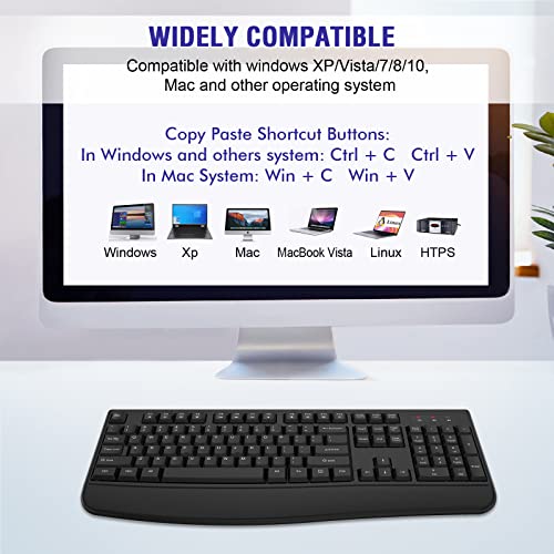 QUASIO Wireless Keyboard, 2.4G Full-Sized Ergonomic Wireless Computer Keyboard with Wrist Rest for Windows, Mac OS Laptop/PC/Desktop/Notebook(Black) by QUASIO - Image 7