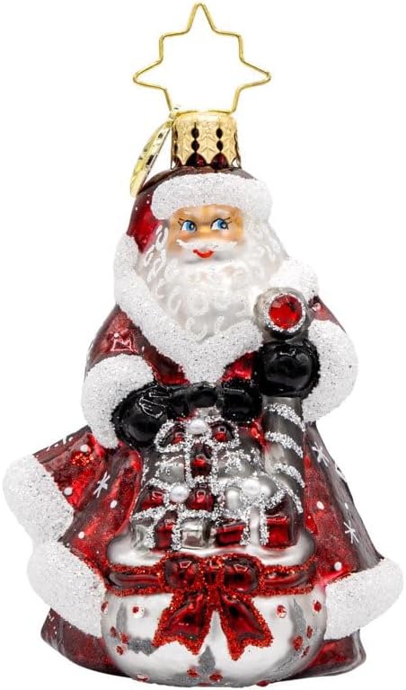 Christopher Radko Hand-Crafted European Glass Christmas Tree Decorative Ornament, Frosty Fawn Santa Gem