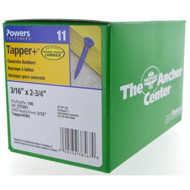 Hillman Tapper Steel Flat Head Concrete Screw Anchor 100 pk