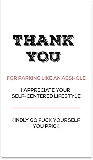 Andaz Press Funny Bad Parking Cards, Thank You For Parking Like An Asshole Prank Driving Fake Ticket Violation Gag Note Cards, Fun for Revenge Road Justice, For Men, Women, 100-Pack, 2 x 3.5-Inch