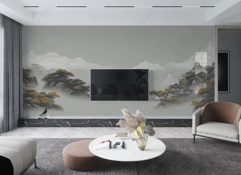 Papier Peint Intissé Montagne Emei Premium Decor Mural Nuages Brumes Geant Salon Salle à Manger