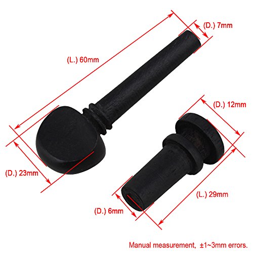 Black Ebony Tuning Pegs for 3/4 Violin String Instrument Accessories - Thumbnail 3