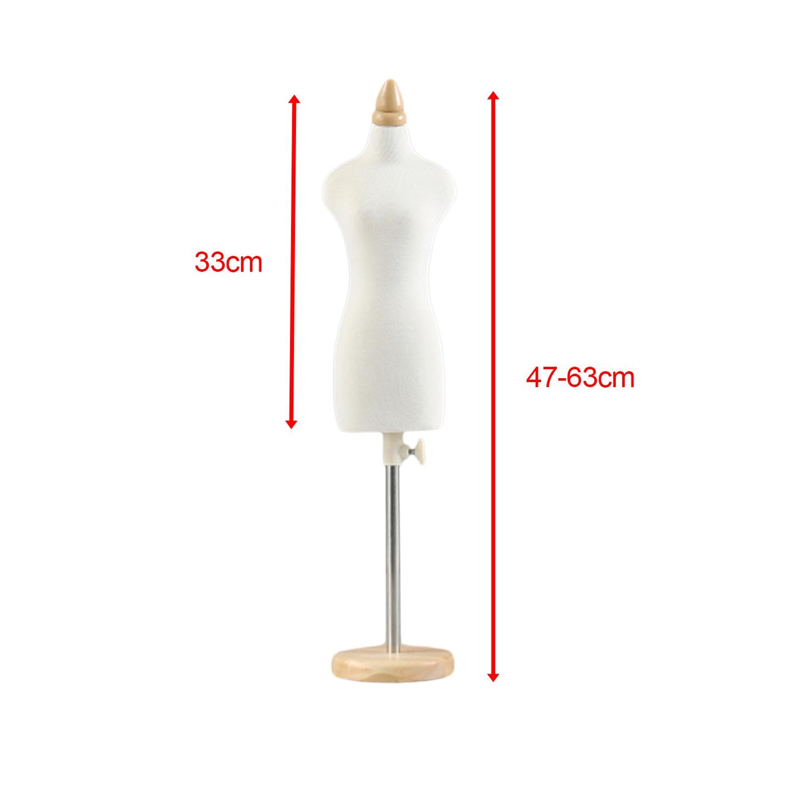 Puppenkleid Ständer Schneiderpuppe Mini Dress Form Torso Ständer mit Sockel für Puppenkleidung für Puppenhaus DIY Projekte Kinder Modeentwürfe Musterg, 33 cm runder Sockel