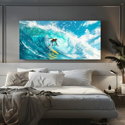 Decoration murale ocean flots dynamiques tableau ete surf artistique - 3