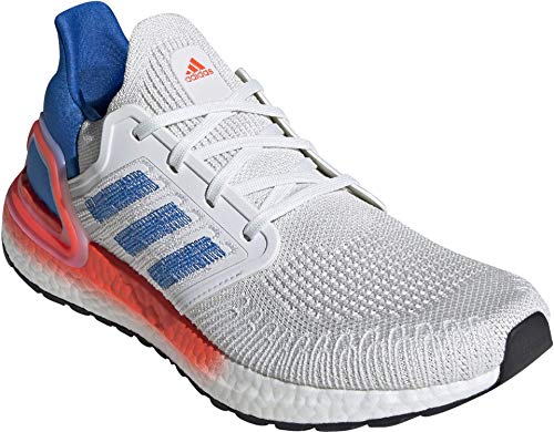 adidas Men's Ultraboost 20 Running Shoe, Crystal White/glory blue/Solar Red, 10 M US