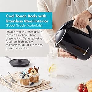 Elite Gourmet EKT1821 1.8L Double Wall Insulated, Cool-Touch 1500W Kettle w/Stainless Steel Interior & Lid, 360° Swivel Base for Cord Free Serving, Power On Lever, Auto Shut-Off, Boil Dry, Black Elite Gourmet EKT1821 18L Double Wall Insulated Cool Touch 1500W Kettle wStainless Steel Interior Lid 360 Swivel Base for Cord Free Serving Power On Lever Auto Shut Off Boil Dry Black