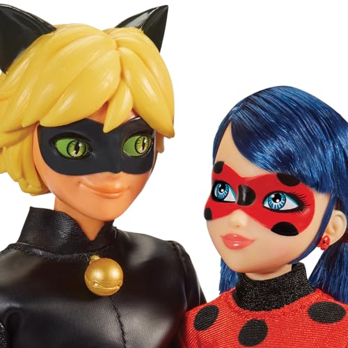 BANDAI - Miraculous Ladybug - Pack mit 2 26 cm Gelenkpuppen - Schatulle Ladybug und Cat Noir - Miraculous Spielzeug Puppe - Kinderspielzeug ab 4 Jahren - P50365