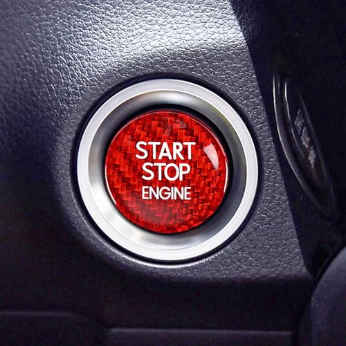 VKGUG Carbon Fiber Push Start Button Cover Compatible with Lexus IS200T IS250 IS300 IS350 RCF RC200T RC300 RC350 NX200 NX300 Engine Start Stop Button Cover Key Ignition Switch Cover Red