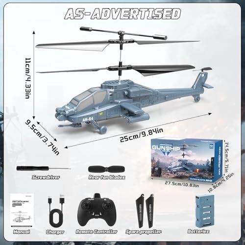 Image of SUPER TOY RC Helicopter 2.4 GHz Remote Controlled Flying Helicopter Toy with LED Lights, One Button Start & Altitude Hold Function Gifts for Kids Boys