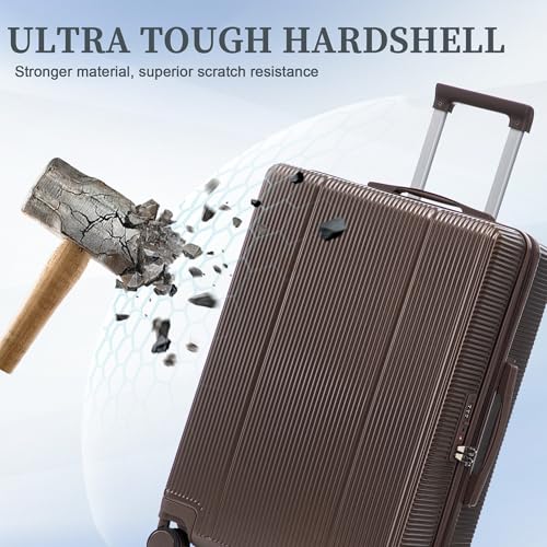 Image of Hardside Luggage Sets, Light Weight Suitcase with Spinner Wheels, Brown
