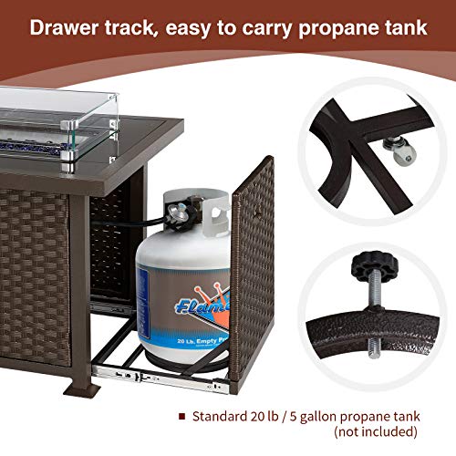 UMAX 44in Outdoor Propane Gas Fire Pit Table, 50,000 BTU AutoIgnition