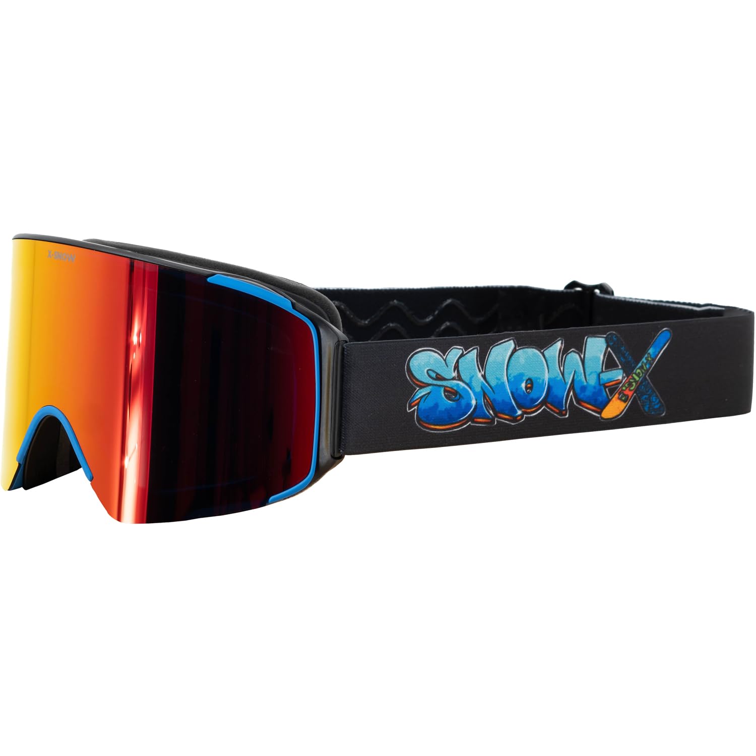 Snow-X Skibrille, Magnetische Wechselgläser, Doppelverglasung, Verspiegelte Scheibe, Schwarz