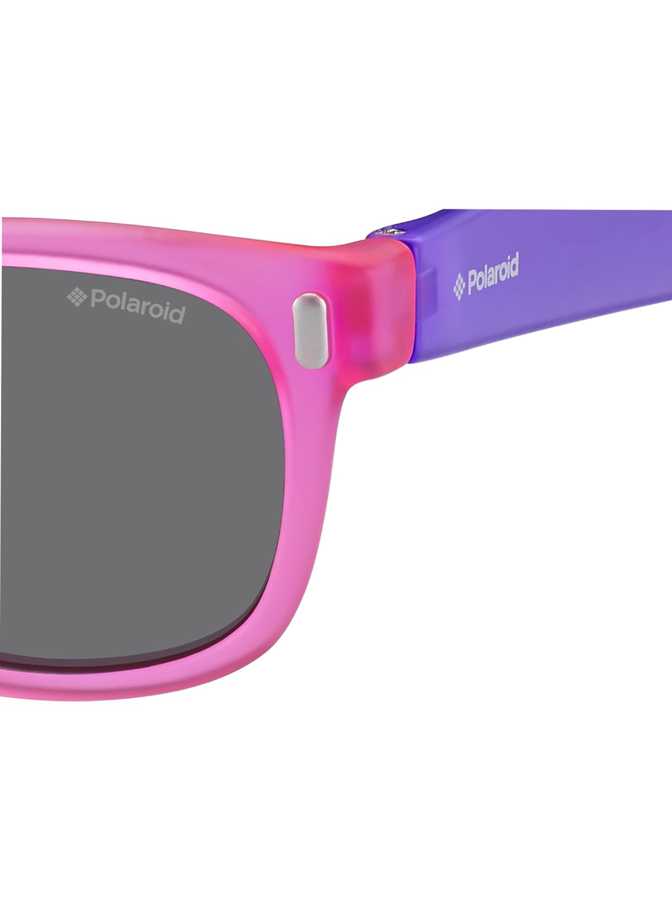 Polaroid P0115 Kids' Rectangular Sunglasses 46 Grey Polarized Violet Pink Fluo