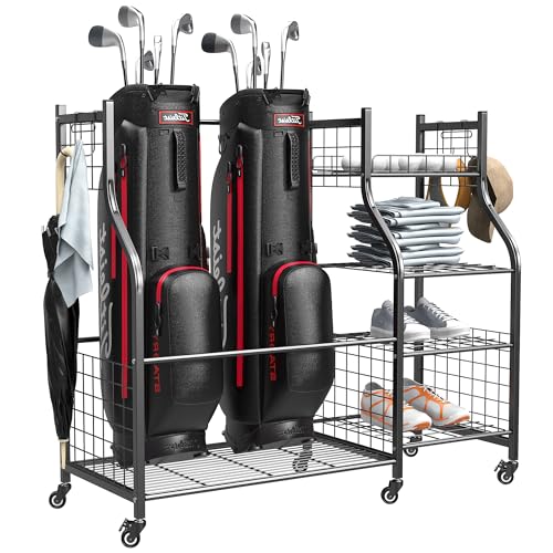 Ultrawall Golf Storage Organizer, Golf Bag Storage Stand for Garage, Golf Equipment Rack with Wheels...