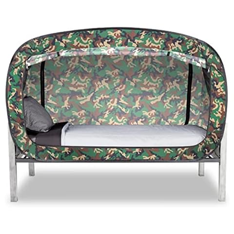 Bed Tent,Pop Up Privacy Tent for Single Bed, Collapsible, Breathable, Light Reducing Kids And Adult Bed Canopy for Warm And Cozy Night,camouflage,190x90x100CM Cover