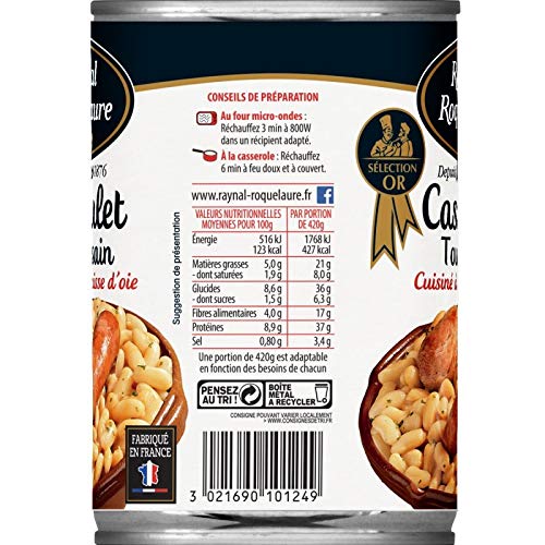 RAYNAL ET ROQUELAURE - Cassoulet Toulousain À La Graisse D'Oie 420G - Lot De 4 - Offre Special