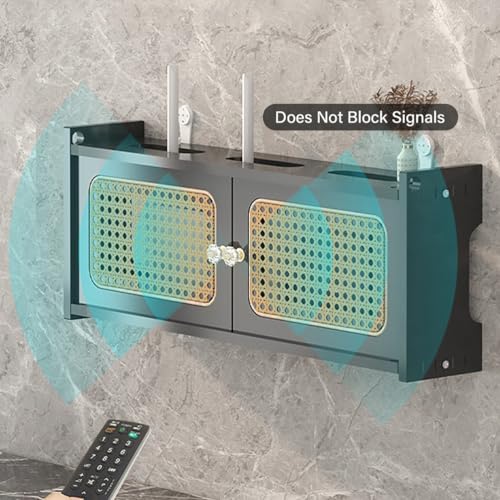 Cache-routeur WiFi en bois vert pour masquer câbles et box - 5