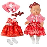 Baby Kleidung für 14-17 Zoll Baby Puppen, Puppenkleidung Enthält 1 Kleid 1 Cape 1 Stirnband 1 Paar...