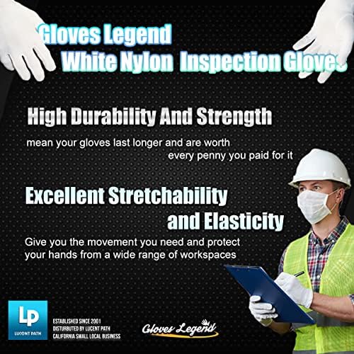 Miniatura 6 de Gloves Legend Guantes de inspección blancos de nylon blanco de la joyería de la moneda antigüedades guantes de trabajo de