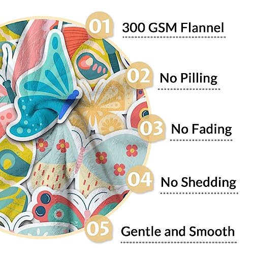 Butterfly Blanket Gifts - 30"x40" Cute Throw for Women, Girls - Colorful Soft Fuzzy Blankets for Couch & Office