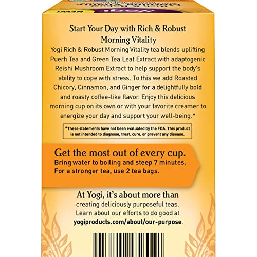 Yogi Tea - Rich & Robust Morning Vitality (4 Pack) - With Adaptogens To Support Overall Health - 64 Organic Tea Bags #TOP1
