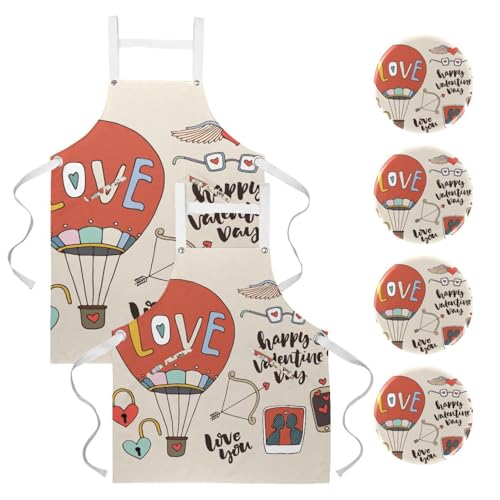 Tablier de cuisine Retro Happy Love multicolore pour cuisiner dans la joie