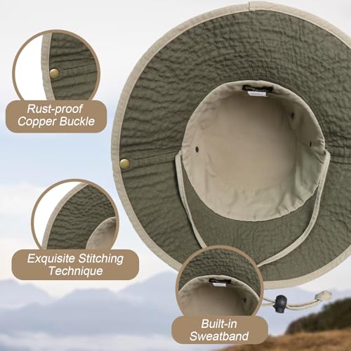 Image of Bucket Hat Wide Brim UV Protection Sun Hat Boonie Hats Fishing Hiking Safari Outdoor Hats for Men and Women