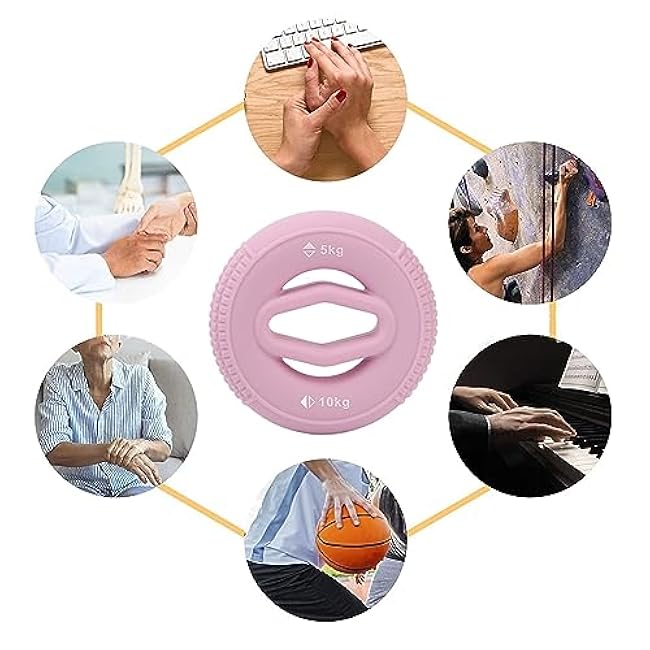 Grip Strength Trainer, Lightweight Soft Silicone Pink Hand Grip Strengthener Ring for Rehab, Arthritis, Carpal Tunnel