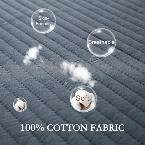 YOUR MOON Natural Wool Mattress Pad Twin – 200GSM Australian Wool Mattress Topper, Quilted Fitted Mattress Bed Cover with 16" Deep Pocket, Hypoallergenic Cotton Cover (Gray) by YOUR MOON - Image 4