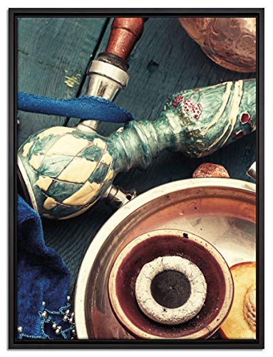 Pixxprint Orientalische Shisha Aprikose Leinwandbild 80x60 cm im Bilderahmen/Wandbild/Schattenfugenrahmen/Kein Poster