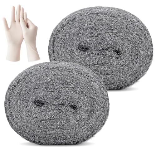 PICK FOR LIFE Steel Wool Mice Blocker 2 Pack 0000 Coarse Wire Wool Mice for Cleaning Rodent Control Gap Hole Filler Keep Rodent Rat Insect Pest out for Attic Garden Kitchen Garage with Gloves(3m/Roll)