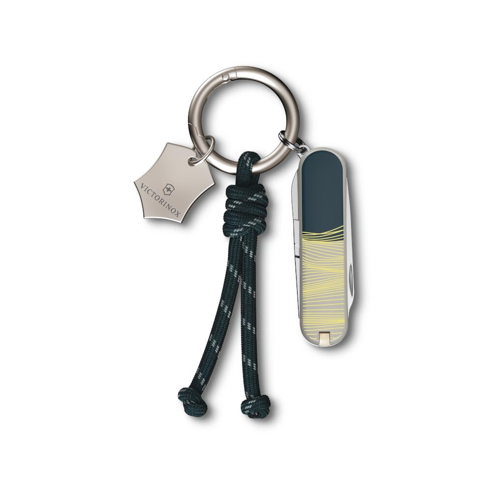 VICTORINOX Couteau de Poche Classic SD, 7 Fonctions, Swiss Made, Outil Multifonction pour Femmes, Porte-Clés, y c. Boîte Cadeau, New York Style (Bleu, Jaune)