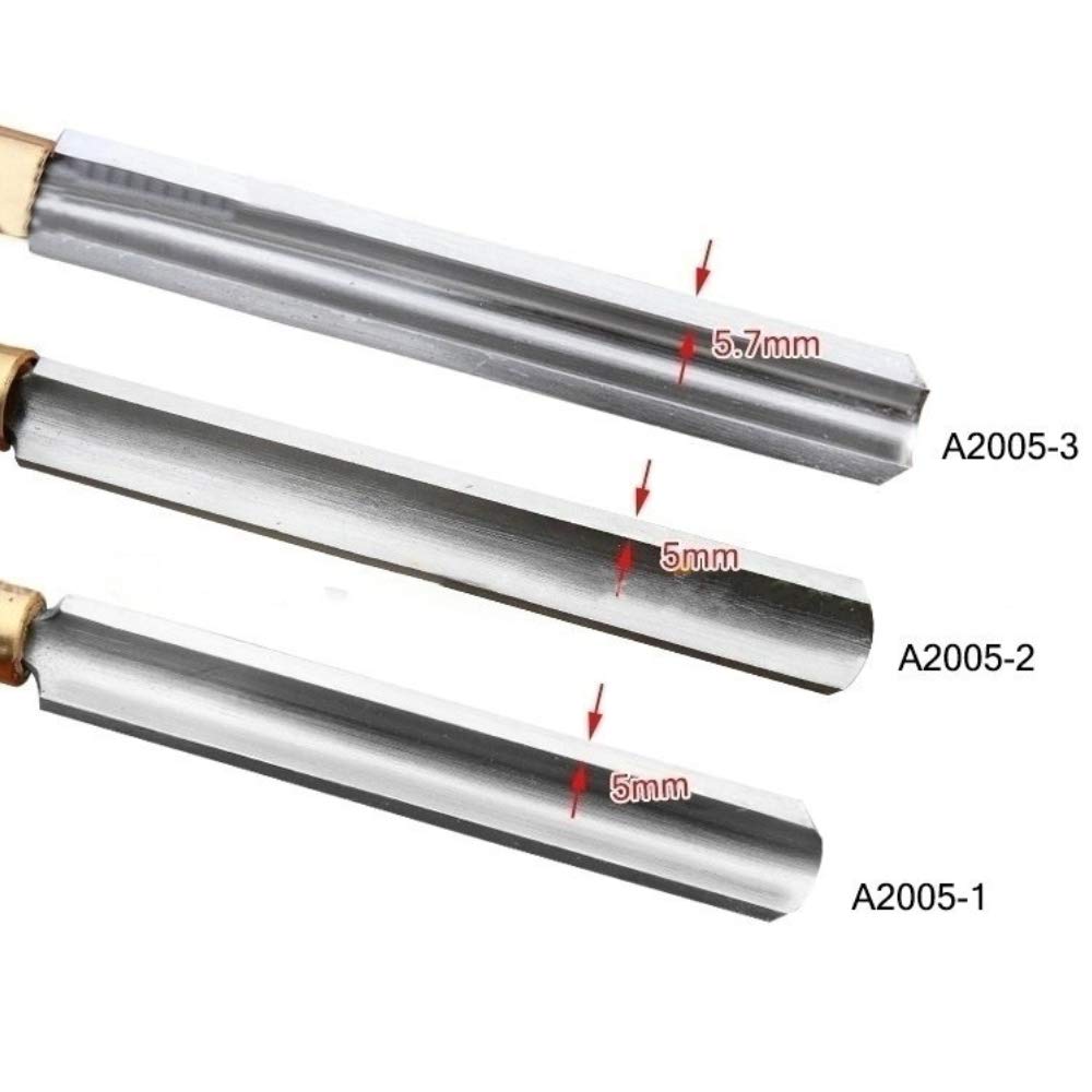 Set Di 3 Sgorbie Per Tornio Legno HSS – A2001, A2002, A2003 – Manico In Legno, Lama 230 Mm
