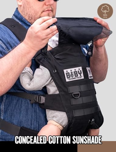 Image of Ergonomic Lumbar Support Baby Carrier for Infants to Toddlers (8-33 lbs), Cozy and Lightweight Military Baby Carrier for Plus Size Parents-Black