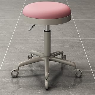 Swivel Swivel Stool Chair,Pu Leather Round with Foot Rest Swivel Height Adjustment Spa Drafting Salon Tattoo Work Office Massage Stools Task Chair/Orage (Pink)
