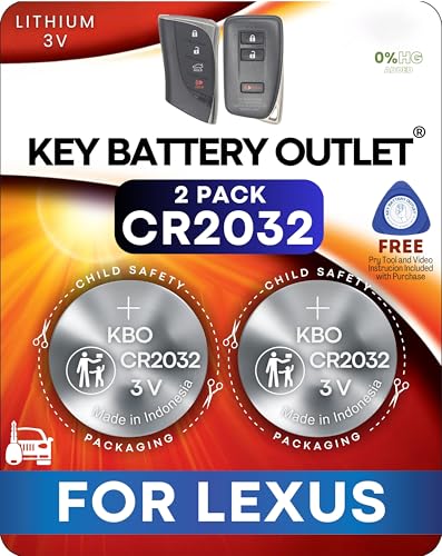 Key Fob Batteries for Lexus (2-Pack) CR2032 - RX ES NX IS UX GX RC GS LS (RX350 ES350 NX300 RX450h NX200t ES300h GX460 NX350 GS350 IS300 UX200 IS350 UX250h RC350) Smart Remote Battery Replacement