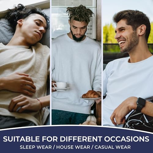Image of BAMBOO COOL Mens Pajama Set Bamboo Viscose Cotton Soft Lightweight Loungewear Sleepwear Long Sleeve and Pants with Pockets