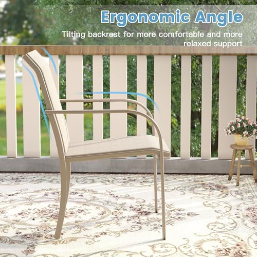Image of DIFY Patio Dining Chairs Set of 6, Stackable Outdoor Metal Chairs for Garden, Porch and Lawn, Sandshell