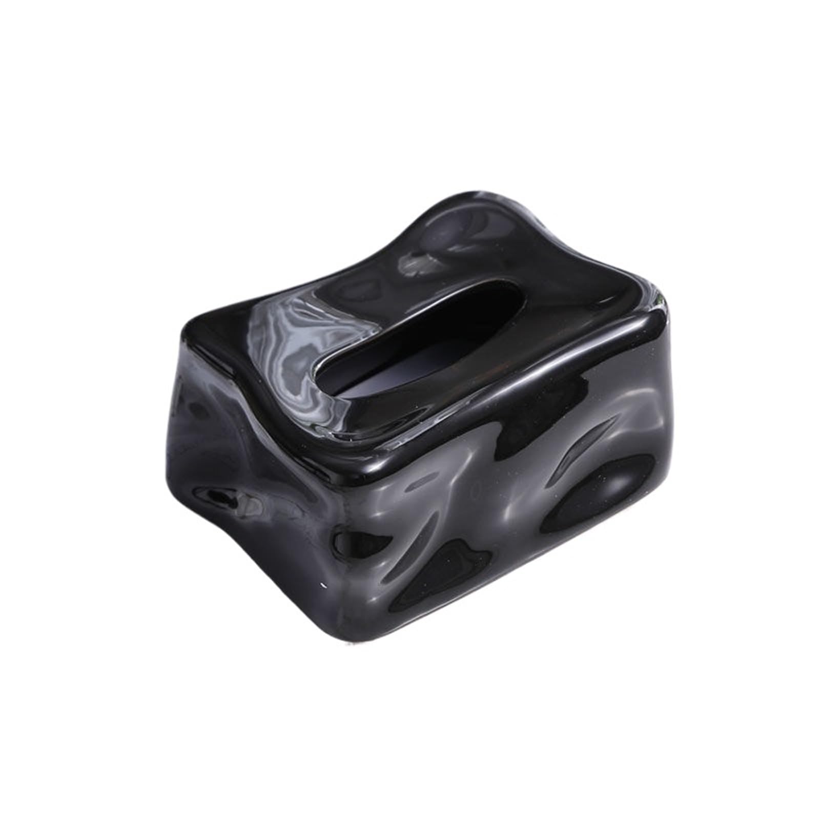 Tissue Case Light Luxury Ceramic Tissue Box Living Room Desktop Creative Rectangular Napkin Facial Dispenser Tissue Dispenser(Black)