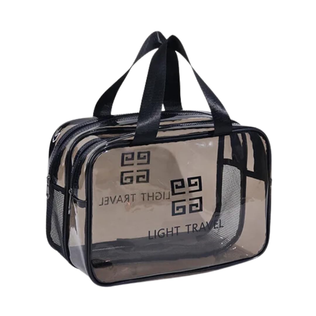 BLUE BEADS Double Layer Black Color Transparent Pvc Bag Multifunction Toiletries Organizer Portable Travel Waterproof Toiletry Bag For Men And Women, 15 Cm-image-31