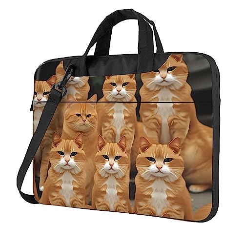 Sac à bandoulière noir au motif chats orange original pour ordinateur portable 13" mini
