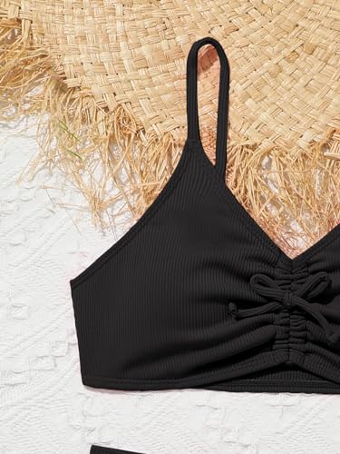 Milumia Girl's Swimsuit Two Piece V Neck Spaghetti Strap Bikini Set Beachwear4