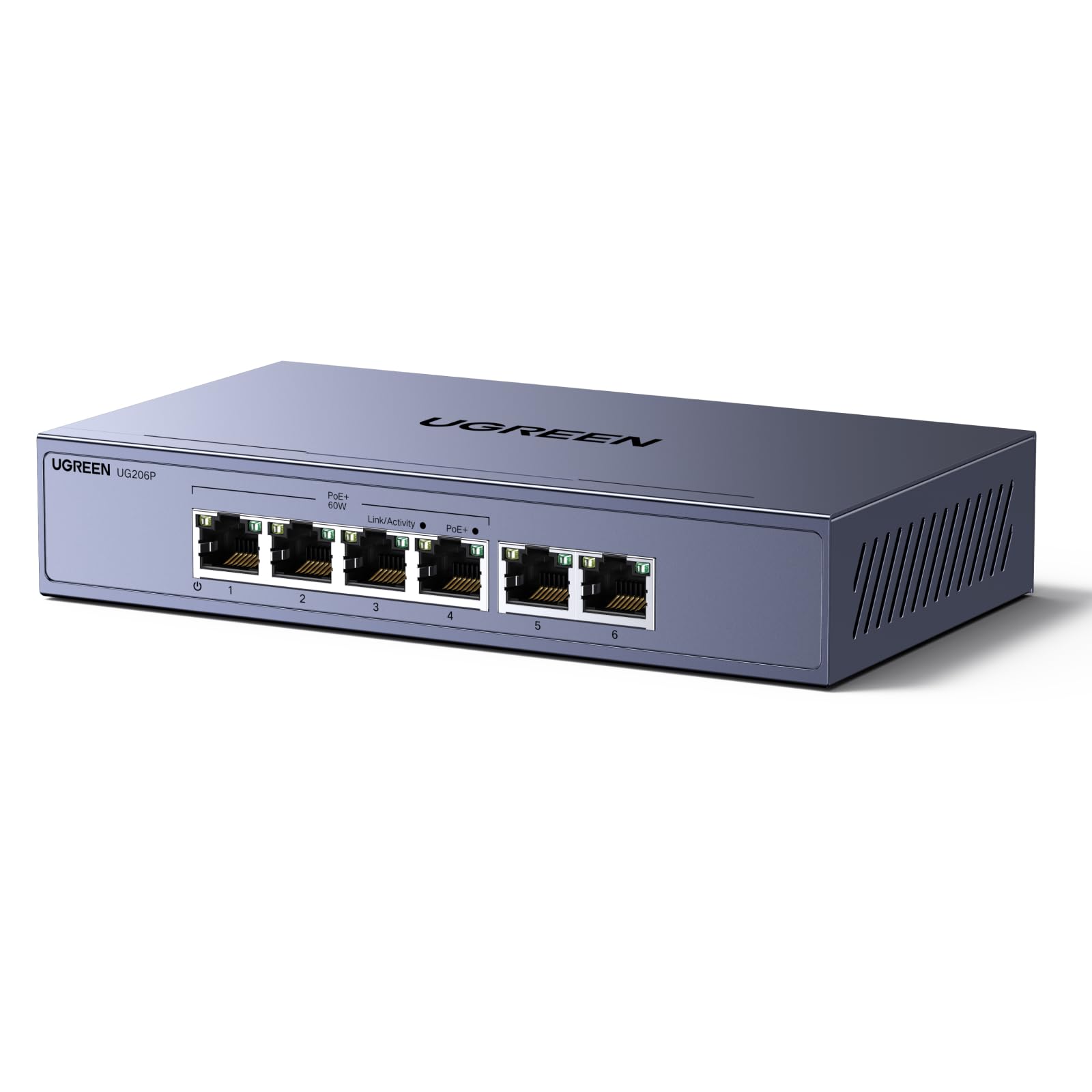 UGREEN 6-Port PoE Switch: 60W PoE+ & 2x Gigabit Uplinks